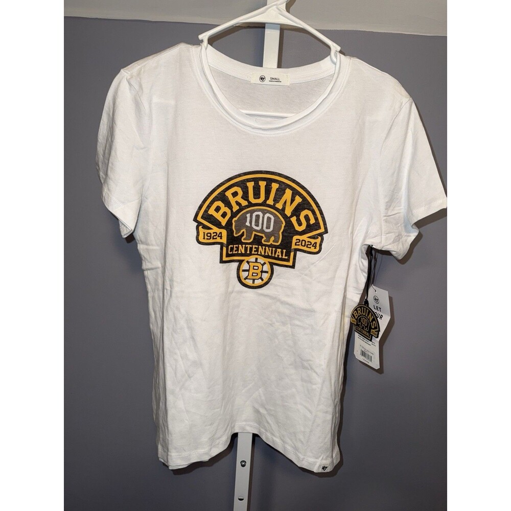 NWT Bruins Ladies '47 Centennial Core Short Sleeve White Tee (Size: S) 1834498